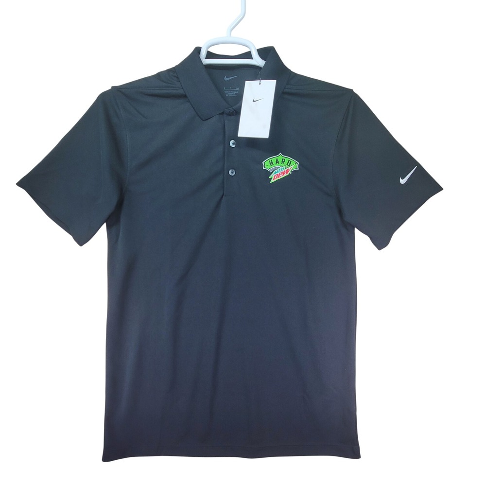 Nike Polo Shirt Mens Size S Black New Hard Mountain Dew Logo Dri-FIT Golf Active